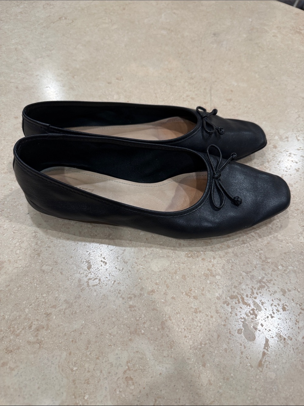 Schutz Arissa Black Leather Ballet Flat - Picture 2 of 6
